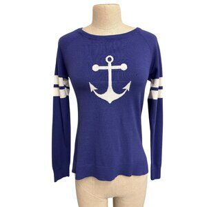 Nautical Anchor Sweater By Rue21 M Blue White Striped Long Sleeve Crewneck Knit